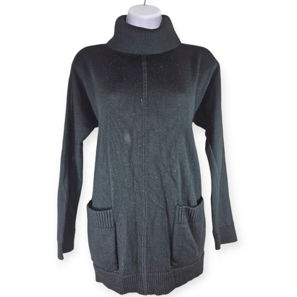 Talbots charcoal black Merino wool tunic turtleneck sweater Womens Medium - Picture 9 of 9